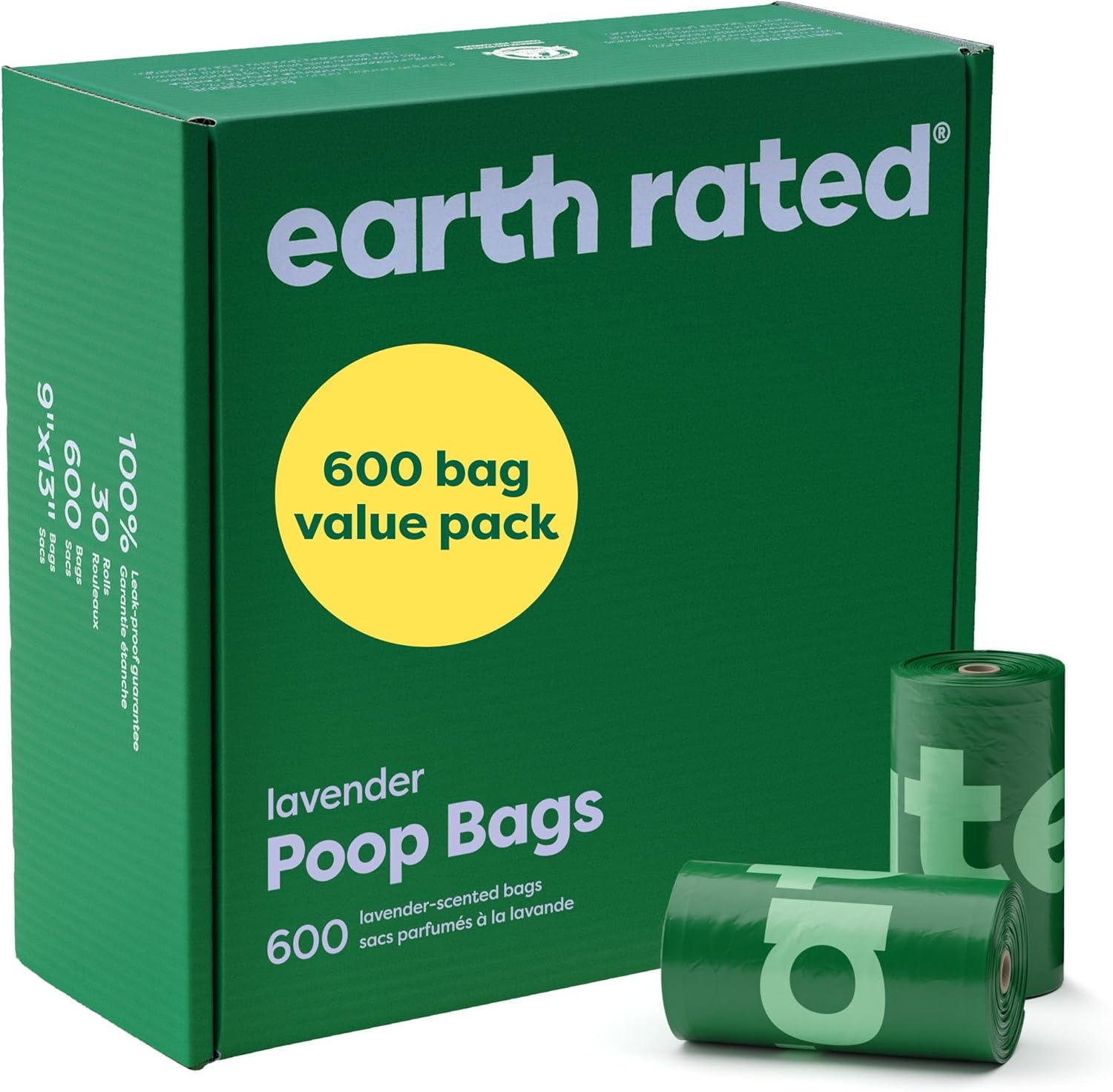 Dog Poop Bag Refill Rolls – Leak-Proof, Extra Strong - Lavender / 600 Bags