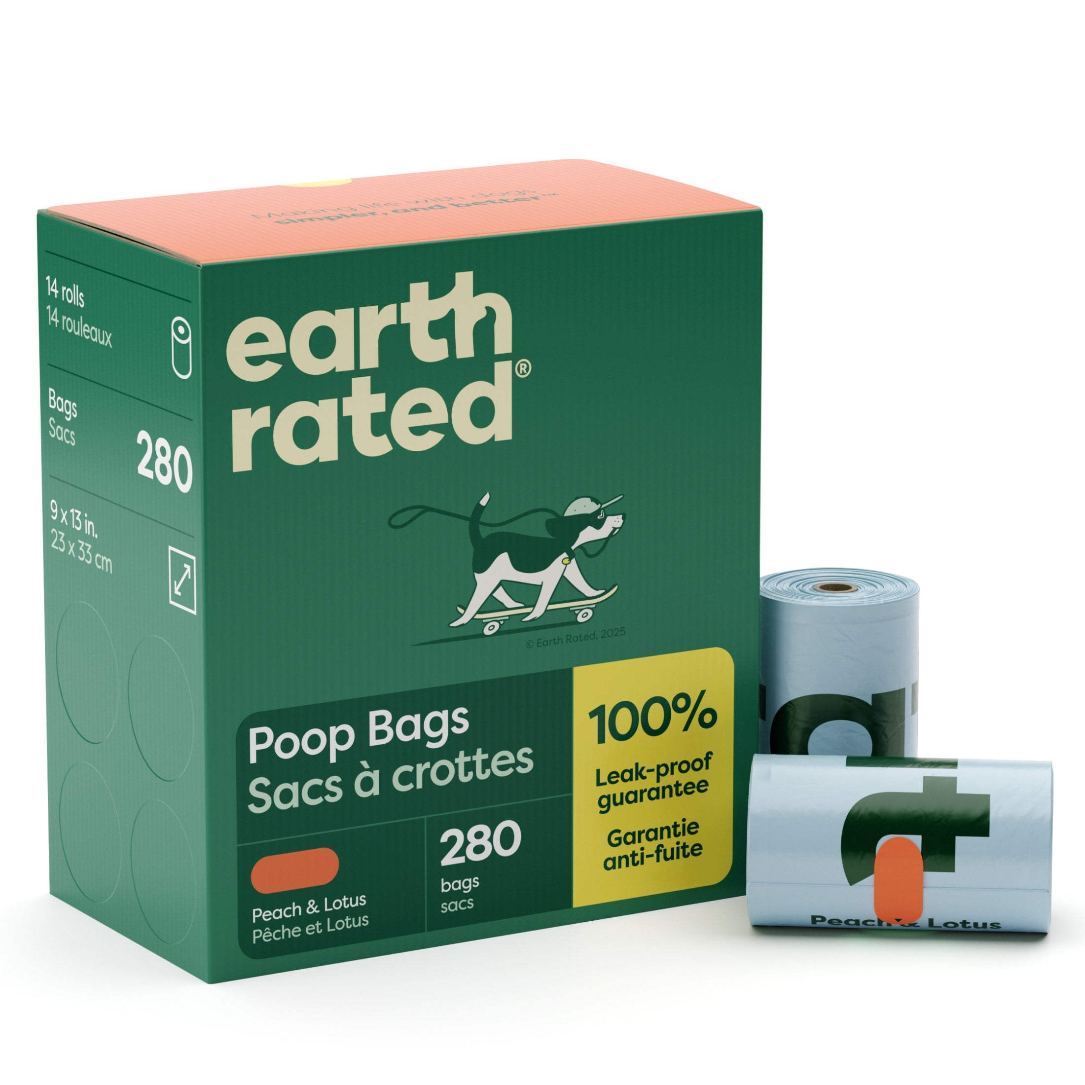 Dog Poop Bag Refill Rolls – Leak-Proof, Extra Strong - Peach & Lotus / 280 Bags